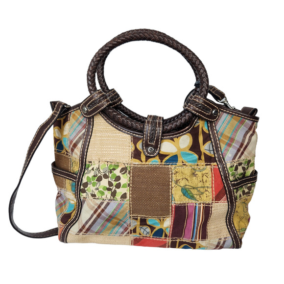 Fossil Handbag Patchwork Fabric Boho Floral Shoulder Strap - Picture 2 of 11